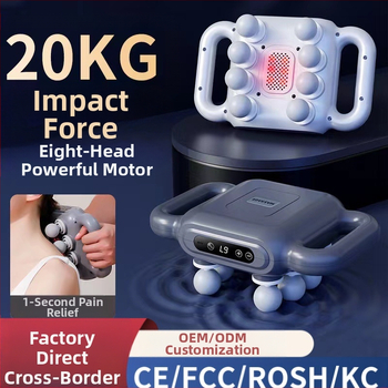 Profesionalus nešiojamas perkusinis masažuoklis su 6+ galvomis, šepetinis variklis, LCD ekranas, 5+ greičiai, įkraunamas, tylus.