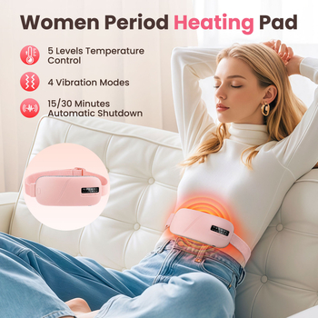 Grafēna apkures josta viduklim, USB uzlāde, digitālais displejs, temperatūra 45–65°C, 4 režīmi vibrācijas masāžai