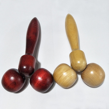 Koka sejas masāžas rullītis, ābolveidīgs dizains, manuāla darbība, divi rullīši, apaļas masāžas galviņas