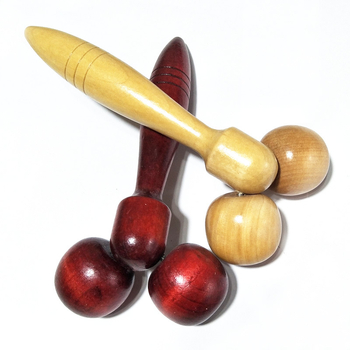 Koka sejas masāžas rullītis, ābolveidīgs dizains, manuāla darbība, divi rullīši, apaļas masāžas galviņas