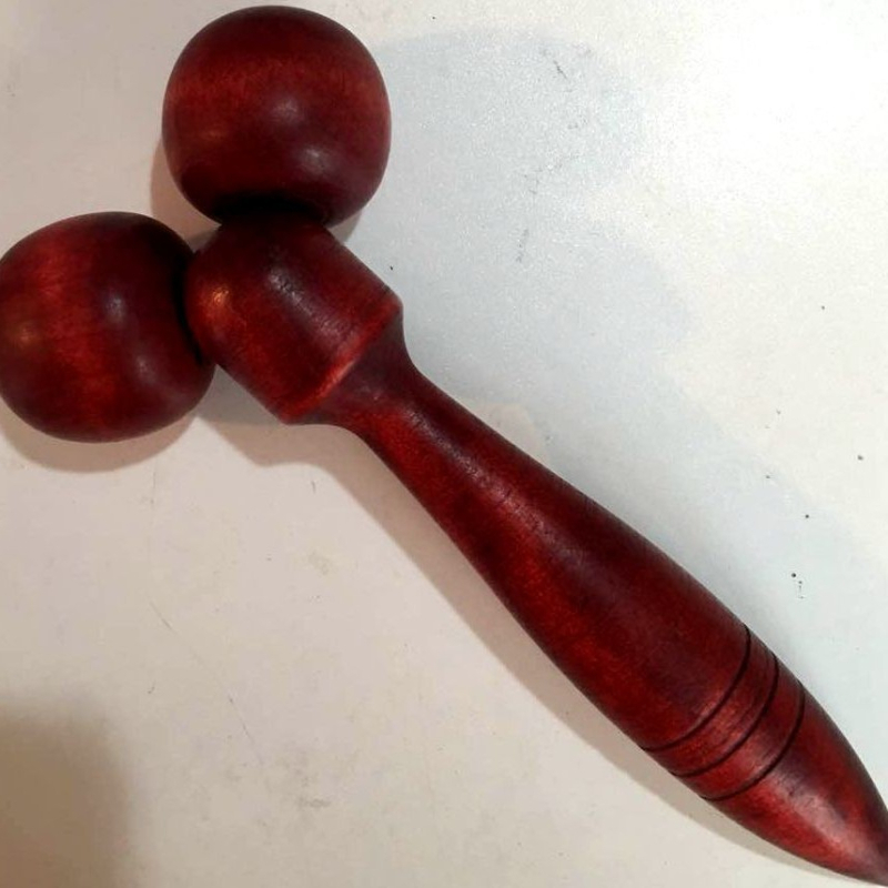 Koka sejas masāžas rullītis, ābolveidīgs dizains, manuāla darbība, divi rullīši, apaļas masāžas galviņas