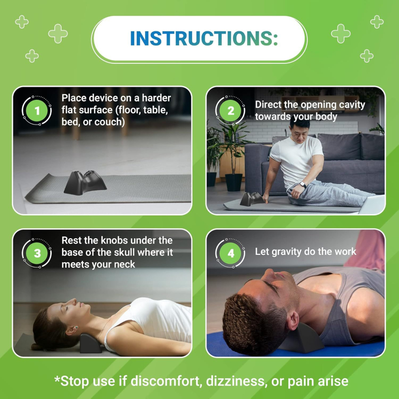 Perne cervicală din PU spumă cu masaj și tracțiune — formă dreptunghiulară trapezoidală, 1 cap de masaj, treaptă 1