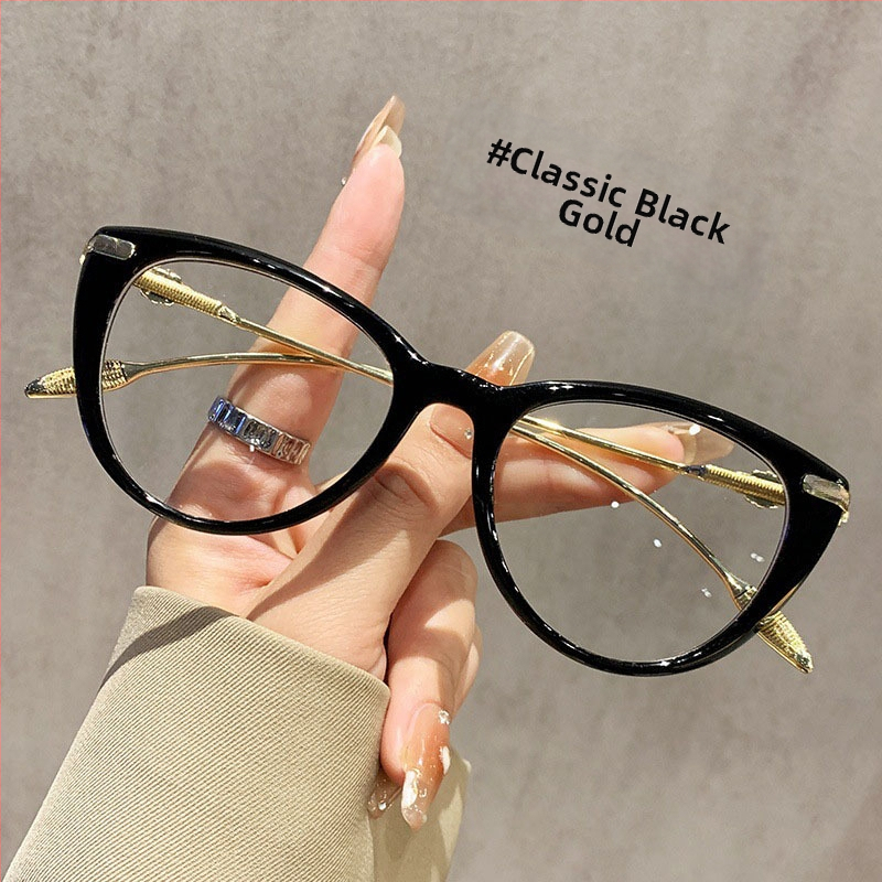 Okuliare na čítanie, rám cat-eye, šošovky z živice s ochranou proti modrému svetlu, plný rám, konštrukcia z plastu a kovu