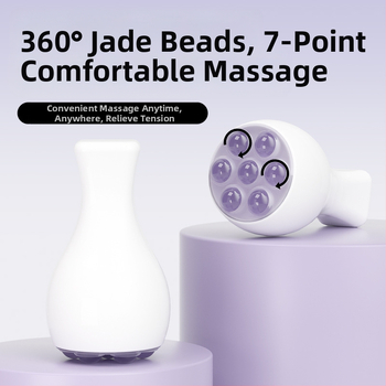 Rankinis veido masažuoklis su kvarco kamuoliukais ir nefrito rullėliu, skirtas veidui ir kaklui, be elektros