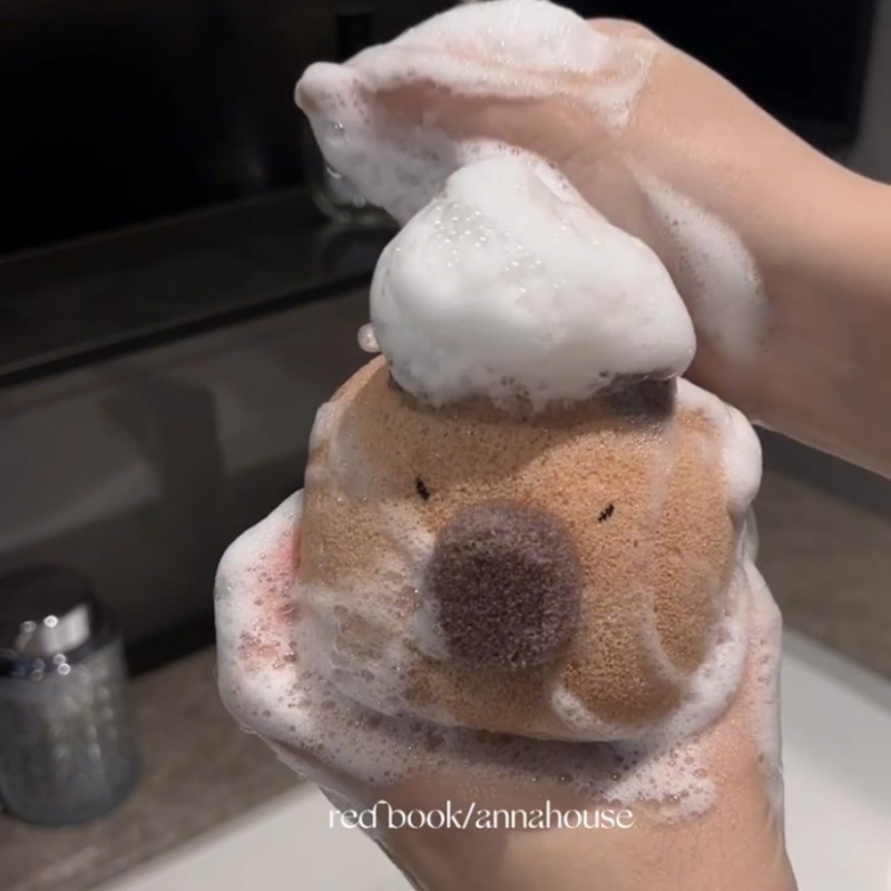 Capybara spužvasta kugla za djecu — izuzetno mekana za kupanje, pjenjenje lica i pranje suđa