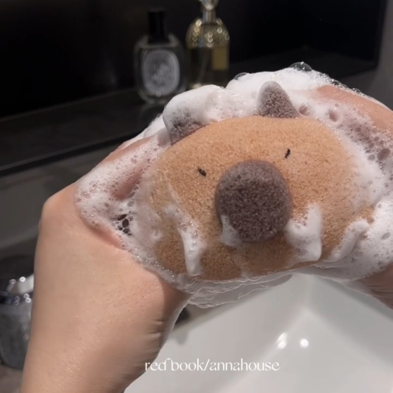 Capybara spužvasta kugla za djecu — izuzetno mekana za kupanje, pjenjenje lica i pranje suđa