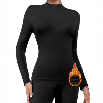 Ženski top s okruglim izrezom, dugim rukavima, fleece podstava, uski kroj, poliester sa spandeksom, srednja težina