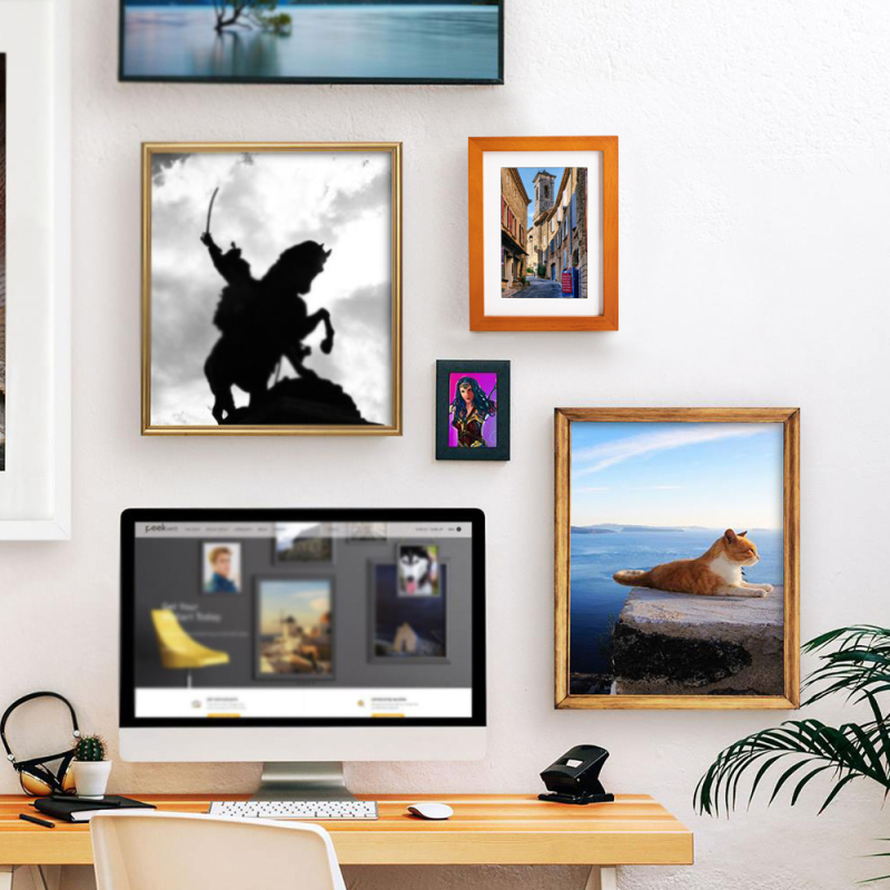 Fából készült fotókeret otthoni irodába, pénz- és kulcstároló funkcióval, modern minimalist stílusban