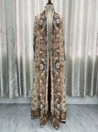 Chenille abaya kleita - plise, kažokādas apkakle, garāka siluets, 3/4 piedurknēm, japāņu-korejiešu neformālais stil