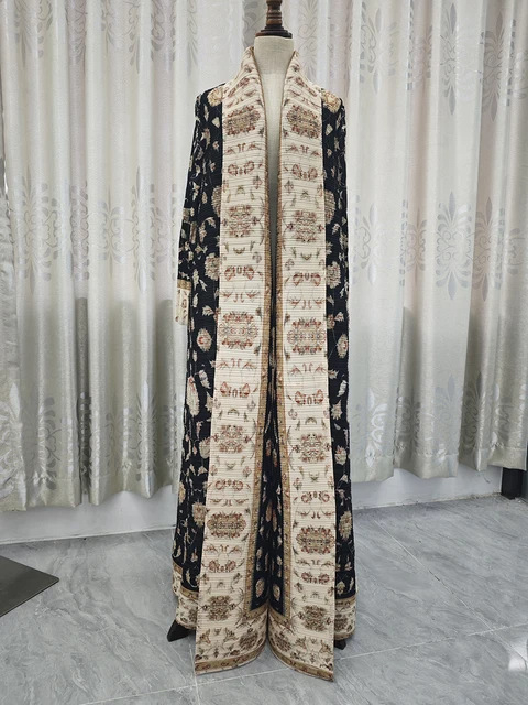 Chenille abaya kleita - plise, kažokādas apkakle, garāka siluets, 3/4 piedurknēm, japāņu-korejiešu neformālais stil