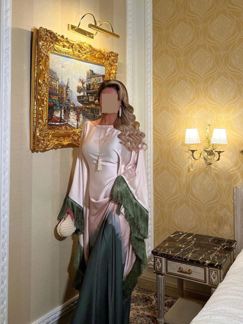 Μακρύ φόρεμα με φουντάκια και διαβαθμισμένη εκτύπωση, πολυεστέρας 95%+, μακριά φούστα, μακριά μανίκια, επεξεργασία υψηλής θερμοκρασίας, καλοκαίρι 2025