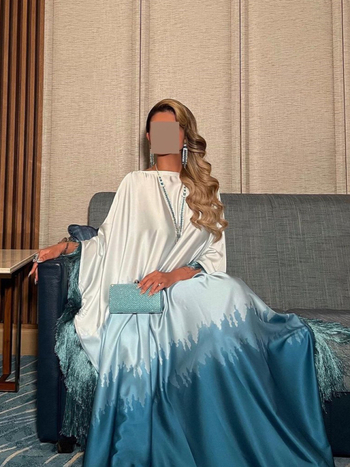 Μακρύ φόρεμα με φουντάκια και διαβαθμισμένη εκτύπωση, πολυεστέρας 95%+, μακριά φούστα, μακριά μανίκια, επεξεργασία υψηλής θερμοκρασίας, καλοκαίρι 2025