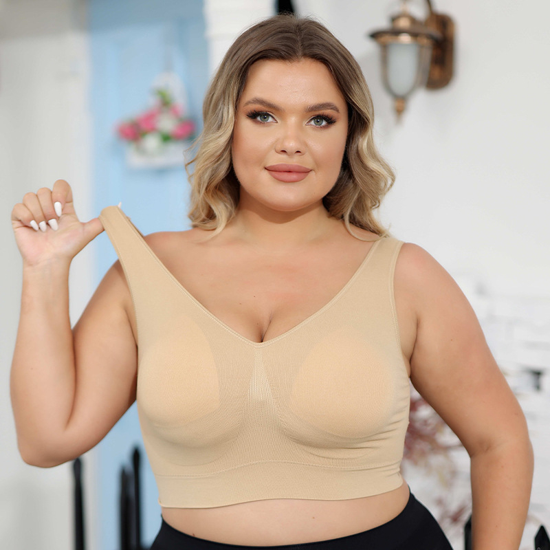 Σουτιέν χωρίς σύρμα σε γιλέκο στυλ, με τρίγωνες και φορμαρισμένες κάψες, χωρίς ραφές, νάιλον 90–95%