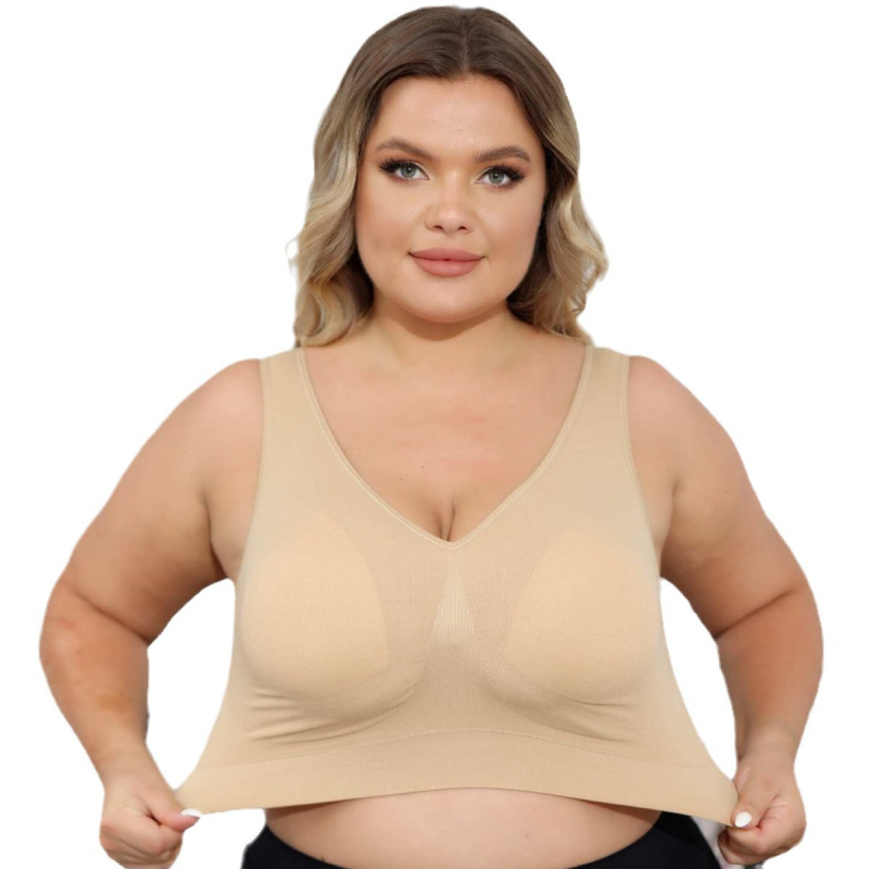 Σουτιέν χωρίς σύρμα σε γιλέκο στυλ, με τρίγωνες και φορμαρισμένες κάψες, χωρίς ραφές, νάιλον 90–95%