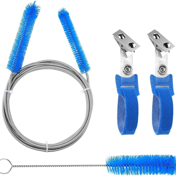 CPAP csőtisztító kefékből álló készlet, 4 darab (2 kefével és 2 Velcro pánttal a tömlőhöz), rozsdamentes acél + nylon