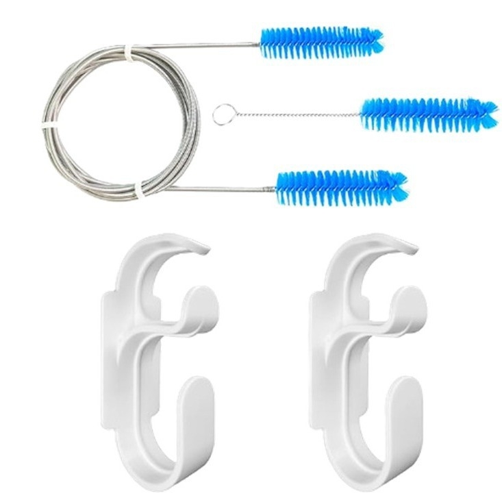 CPAP csőtisztító kefékből álló készlet, 4 darab (2 kefével és 2 Velcro pánttal a tömlőhöz), rozsdamentes acél + nylon