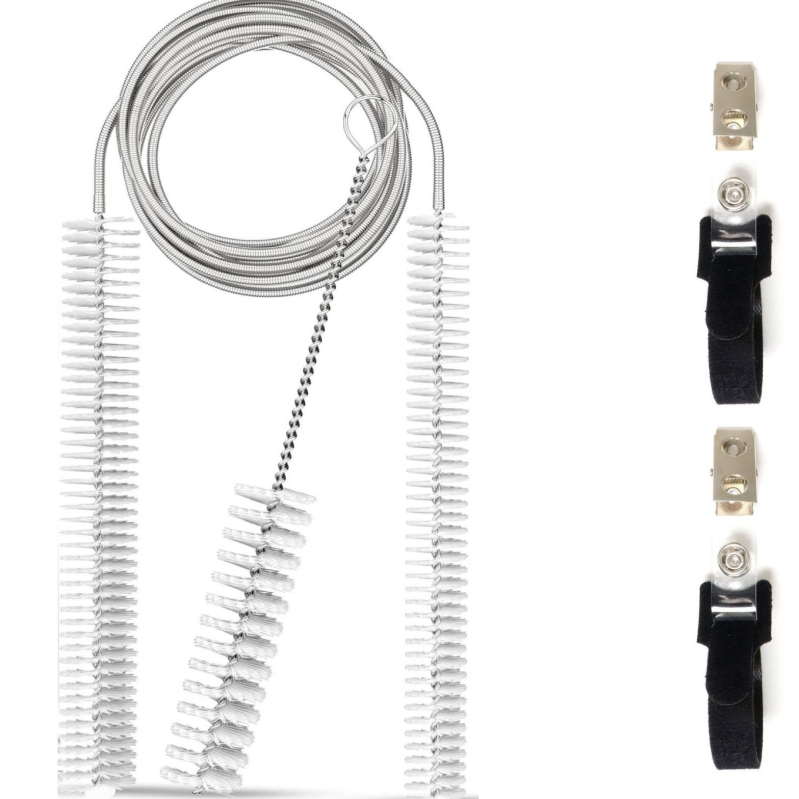 CPAP csőtisztító kefékből álló készlet, 4 darab (2 kefével és 2 Velcro pánttal a tömlőhöz), rozsdamentes acél + nylon