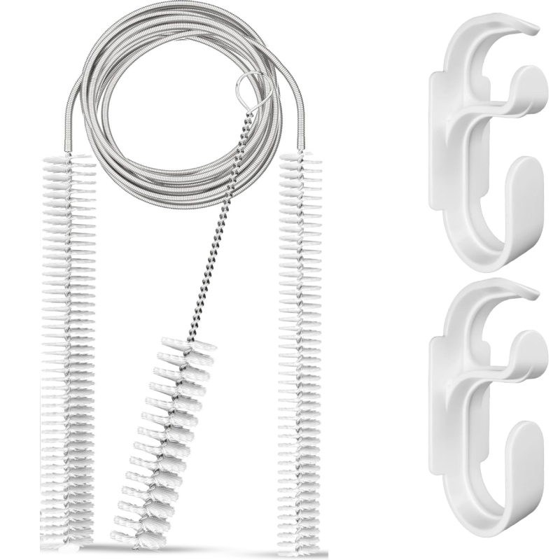 CPAP csőtisztító kefékből álló készlet, 4 darab (2 kefével és 2 Velcro pánttal a tömlőhöz), rozsdamentes acél + nylon