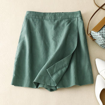 Кюлоти с широки крачоли, памучно-линов плат, висока талия, дължина три четвърти, ретро стил