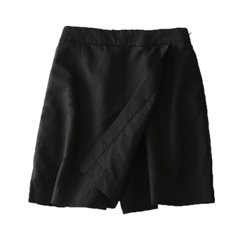 Кюлоти с широки крачоли, памучно-линов плат, висока талия, дължина три четвърти, ретро стил