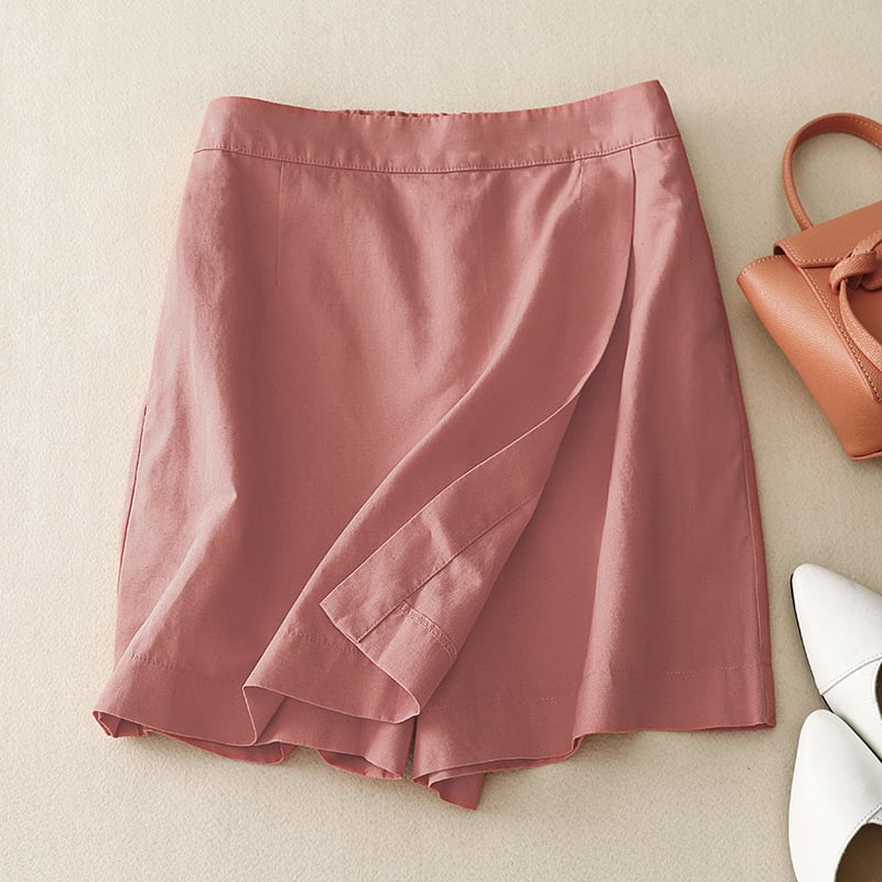 Široke culotte hlače od pamuk-lin smeše, visoki pojas, 3/4 duljine, retro stil