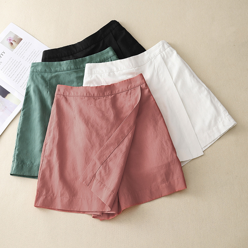 Široke culotte hlače od pamuk-lin smeše, visoki pojas, 3/4 duljine, retro stil