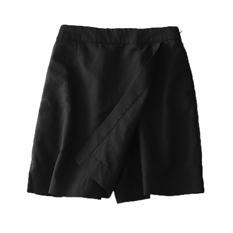 Široke culotte hlače od pamuk-lin smeše, visoki pojas, 3/4 duljine, retro stil