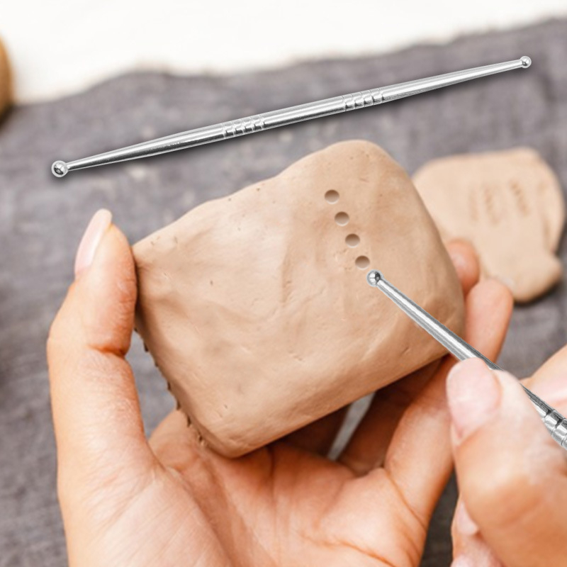 Rozsdamentes acél agyagvéső eszköz – részletekhez, precíziós hegy, alkalmas lágy agyagra, kő- és polimer agyagra