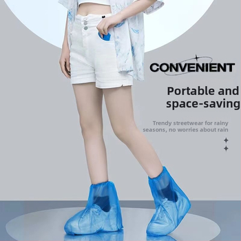 Κάλυμμα μπότας βροχής μιας χρήσης για ενήλικες, με μακρύ σωλήνα, διαφανές πλαστικό, πολυαιθυλένιο (PE), αντιστατικό