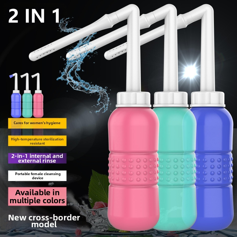 AQUARINSE ръчен хигиенен ирригатор за интимни части, PP+EVA, 2 накрайника (дълъг и къс), натисни за промиване