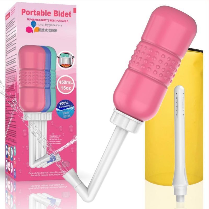 AQUARINSE ръчен хигиенен ирригатор за интимни части, PP+EVA, 2 накрайника (дълъг и къс), натисни за промиване