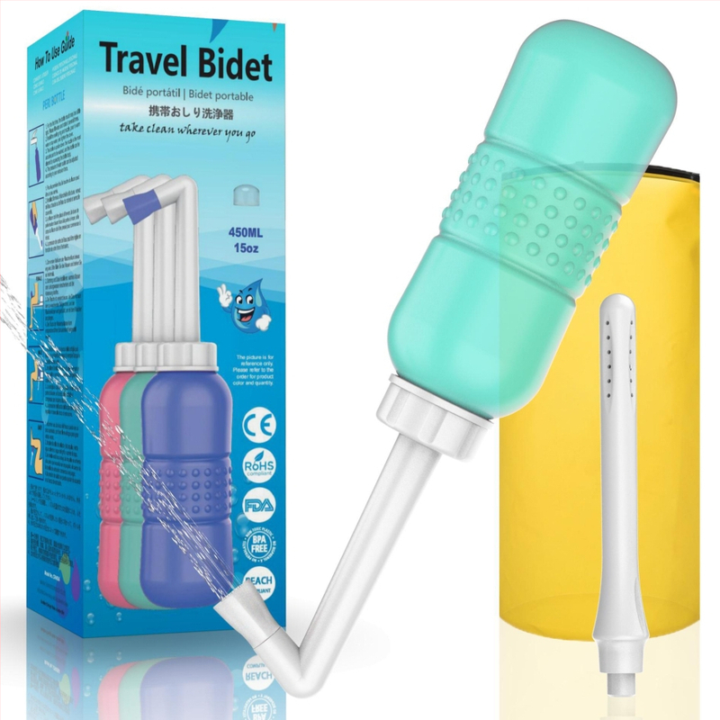 AQUARINSE ръчен хигиенен ирригатор за интимни части, PP+EVA, 2 накрайника (дълъг и къс), натисни за промиване