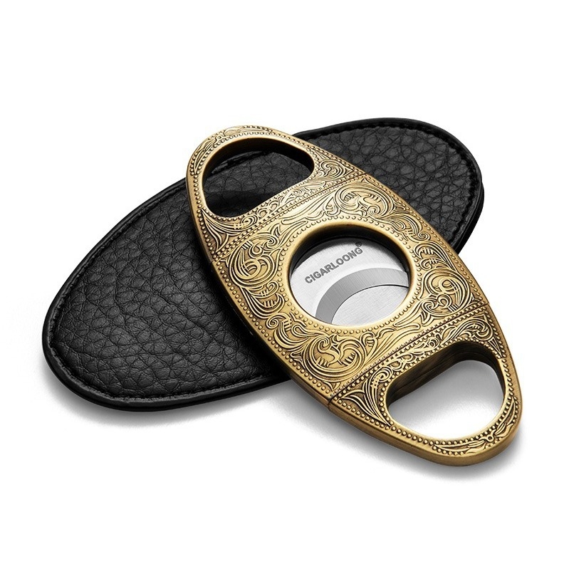 Trabuca griezējs ar gravētu bronzas dizainu, iekļauts rokasgrāmata, pielāgošana pieejama, sērija 240605