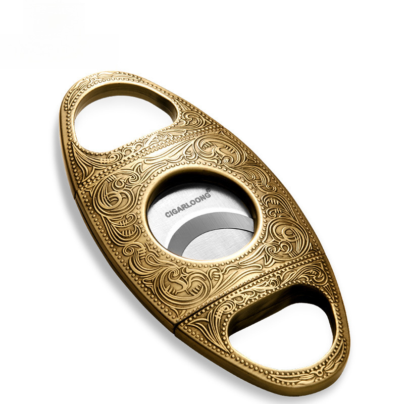 Trabuca griezējs ar gravētu bronzas dizainu, iekļauts rokasgrāmata, pielāgošana pieejama, sērija 240605