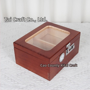 Ξύλινος υγραντήρας πούρων με διαφανές καπάκι – μοντέρνος μινιμαλιστικός σχεδιασμός, δυνατότητα εκτύπωσης λογοτύπου, κατάλληλο για σαλόνι, υπνοδωμάτιο και γραφείο