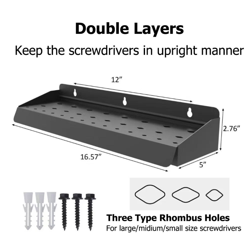 Falra szerelhető szerszámtároló, többfunkciós, szénacélból, egyszerű és modern stílus, egy szintű kialakítás