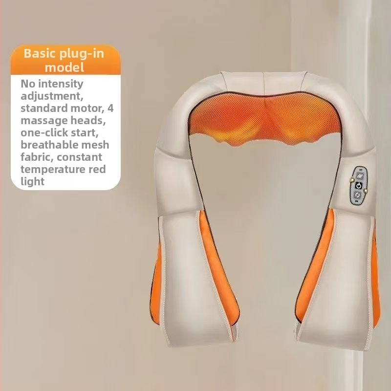 Trapecinių raumenų masažuoklis kaklui, pečiams ir nugarai – šilumos kompresas, minkymas, su viena galva, įkraunamas, belaidis nuotolinio valdymo pultas