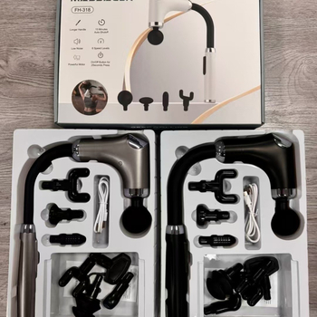 Fasijos masažo purkštuvė – keturios galvutės, šepetėlių variklis, daugiaapakopė reguliavimas, 5+ greičiai, triukšmas < 36 dB