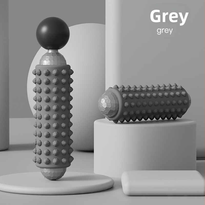 Elektriskā masāžas nūjiņa fitnesam un jogai, USB barošana, mehāniska kontrole, maināms ātrums, 4 apaļas masāžas galvas, forma: taisnstūra trapece, piemērots galvai, kaklam, viduklim un gurniem.