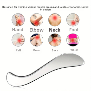 304 неръждаема стомана, S-образен инструмент за масаж на фасции за тяло – плоча за скрейпинг, 130 g, Tingli