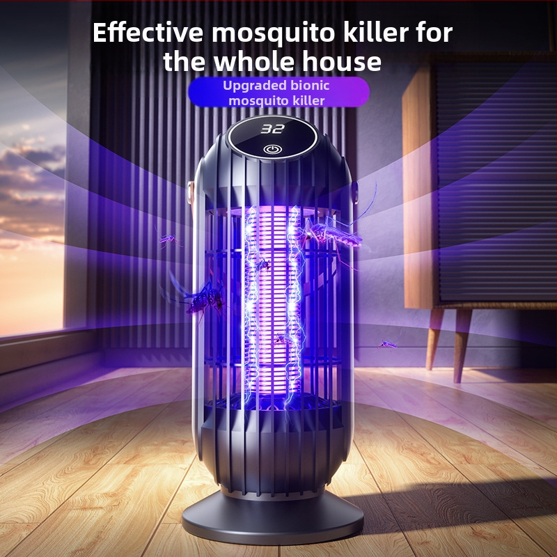 Uodų naikinimo lemputė – įkraunama su įmontuota baterija 1001–1600mAh, LED šviesa, dengia 41–60 m², elektrinis šokas ir šviesos spąstai, ABS korpusas