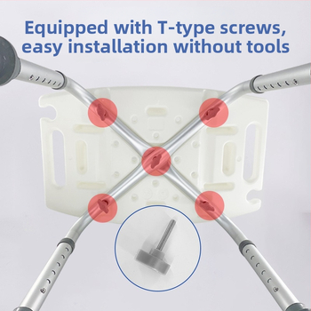 Алуминиев душ стол за възрастни, бременни и лица с увреждания, антихлъзгаща лента с подложка за сядане, U-образен дизайн, чиста тежина 1,8 кг