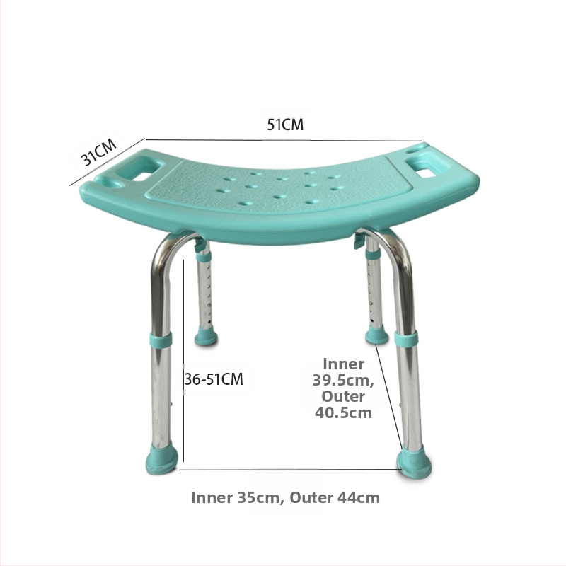 Алуминиев душ стол за възрастни, бременни и лица с увреждания, антихлъзгаща лента с подложка за сядане, U-образен дизайн, чиста тежина 1,8 кг