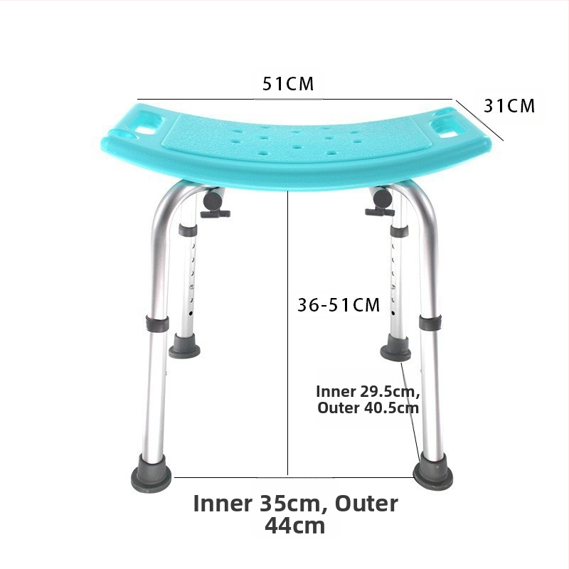 Алуминиев душ стол за възрастни, бременни и лица с увреждания, антихлъзгаща лента с подложка за сядане, U-образен дизайн, чиста тежина 1,8 кг