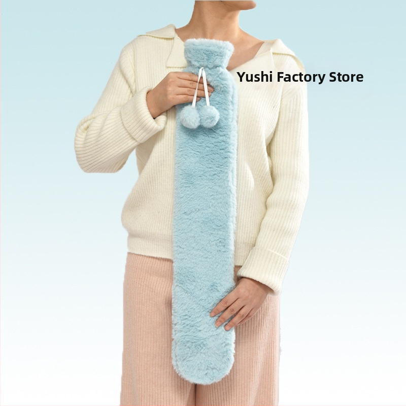 Vandeniu užpildomas karšto vandens buteliukas su flanelės dangteliu, didelė talpa, karštos ir šaltos terapijos, tinkamas galūnėms, pečiams, kaklui ir pilvui