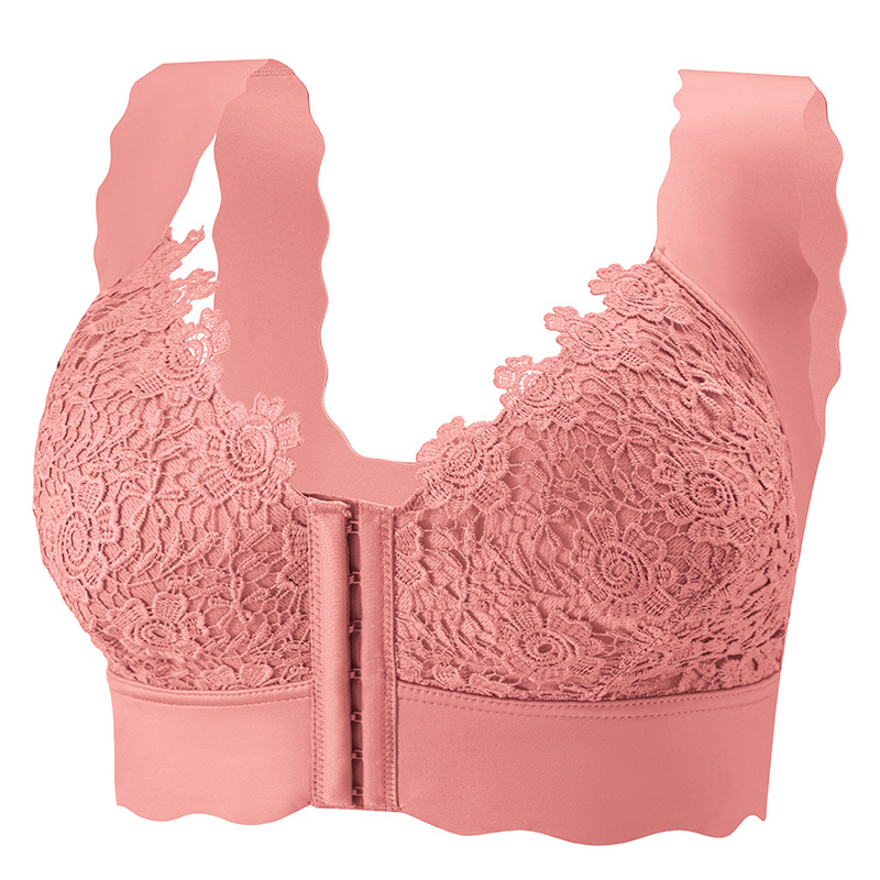 Priekinė užsegama liemenėlė, pilnos kupos, belaidė, pagrindinis audinys: nailonas 70-80%, pamušalas Spandex <30%, fiksuotos dvigubos petnešėlės