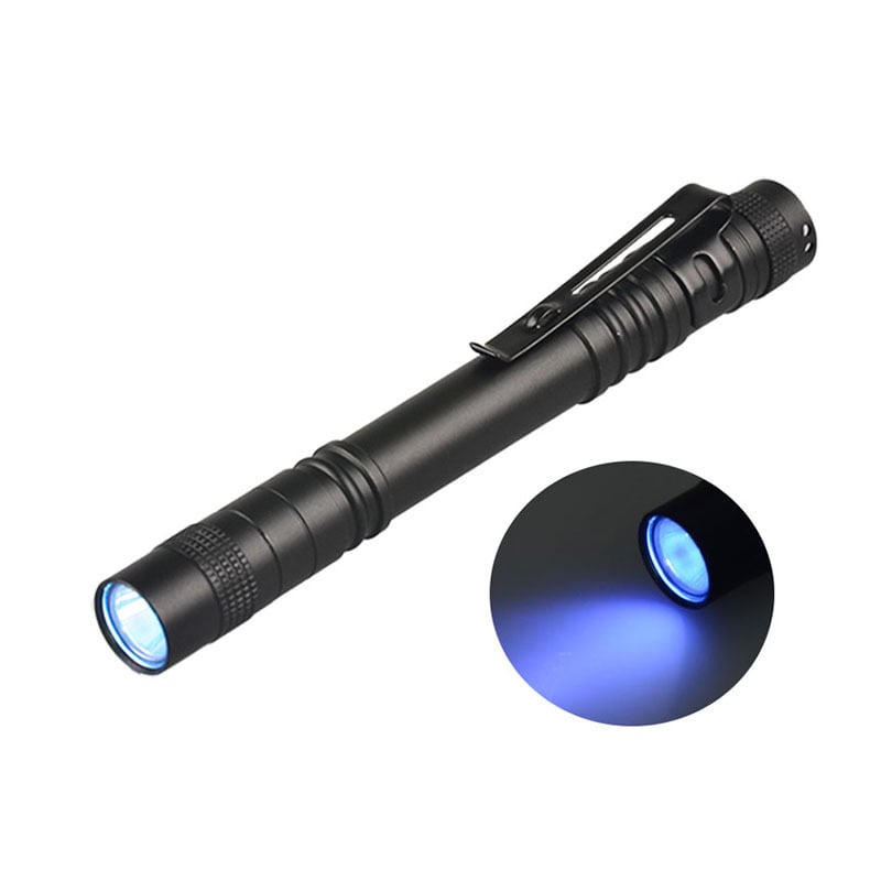 UV валутен детектор-печат с мини преносима UV LED светлина 365/395 nm, алуминиев сплав, 3W, батерия 3000 mAh, ръчно задвижване