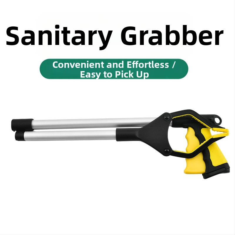 Санитарен щип за отпадъци, сгъваем инструмент за вземане на предмети, алуминиева сплав + ABS + найлон + PP влакна, пластмасова дръжка