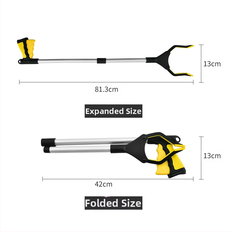 Санитарен щип за отпадъци, сгъваем инструмент за вземане на предмети, алуминиева сплав + ABS + найлон + PP влакна, пластмасова дръжка