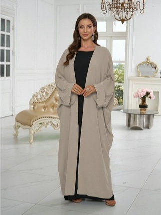 Μουσουλμανική αμπάγια με χάντρες, μακρύ φόρεμα-καρντγιάν, πολυεστέρας, κύρια ίνα ≥95%